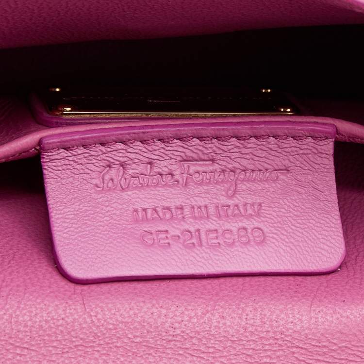 Pre Owned Salvatore Ferragamo Pink Python Mini Sofia Top Handle Bag