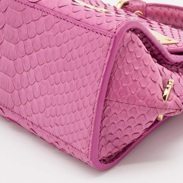 Pre Owned Salvatore Ferragamo Pink Python Mini Sofia Top Handle Bag