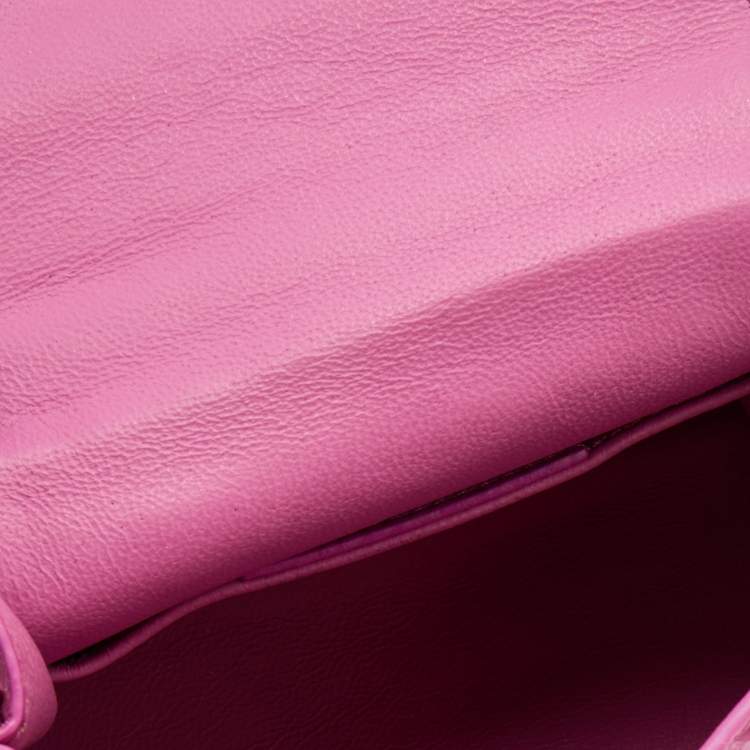 Pre Owned Salvatore Ferragamo Pink Python Mini Sofia Top Handle Bag