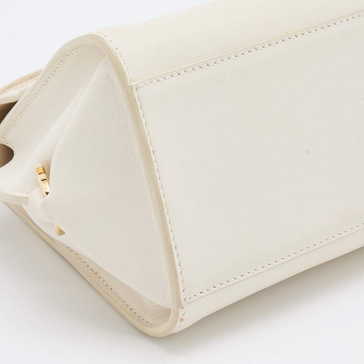 Pre Owned Salvatore Ferragamo White Leather Mini Sofia Top Handle Bag