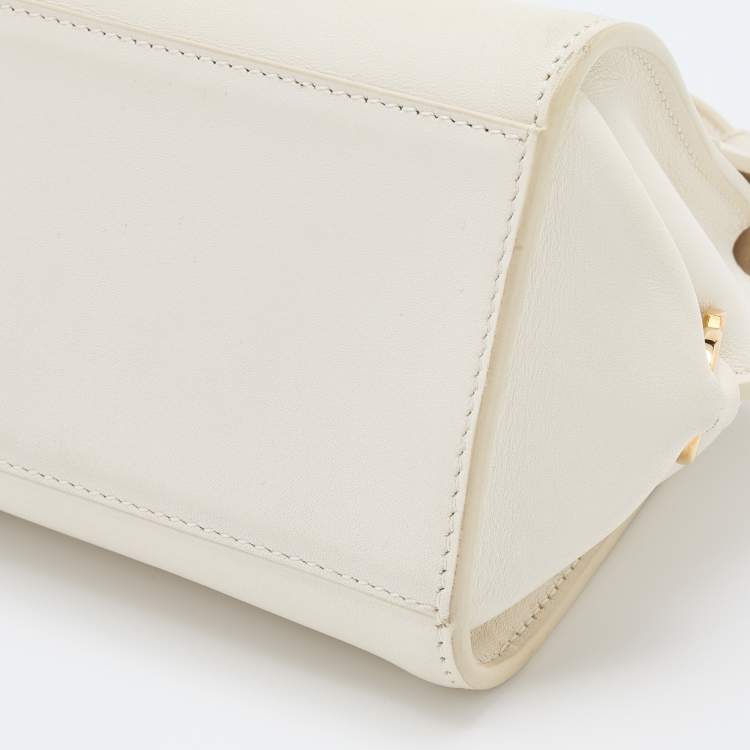 Pre Owned Salvatore Ferragamo White Leather Mini Sofia Top Handle Bag