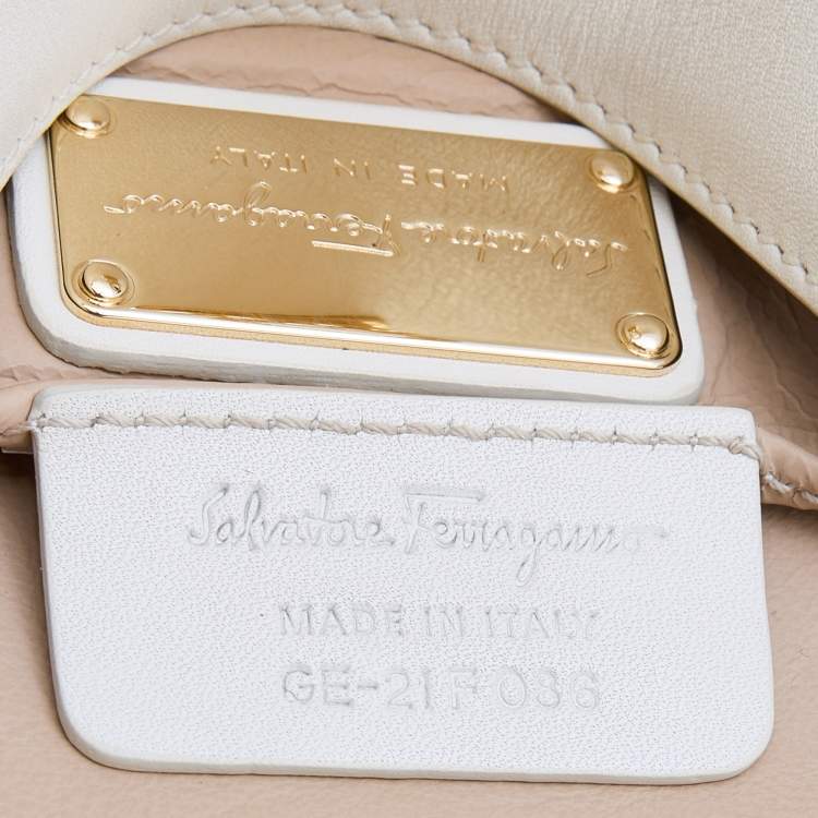 Pre Owned Salvatore Ferragamo White Leather Mini Sofia Top Handle Bag