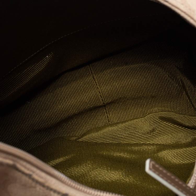 Pre Owned Salvatore Ferragamo Beige/Brown Leather And Canvas Hobo