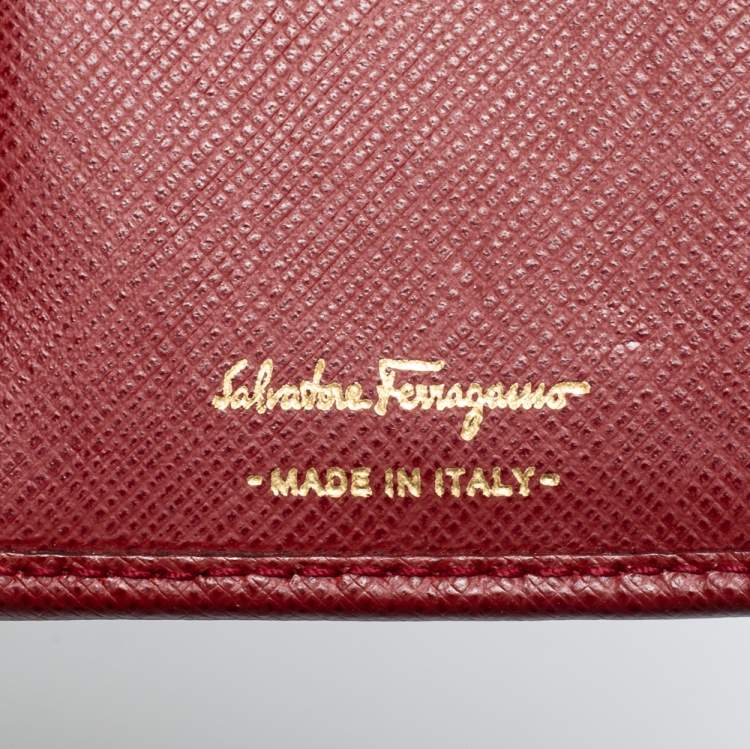Pre Owned Salvatore Ferragamo Red Leather Double Gancio Continental Wallet