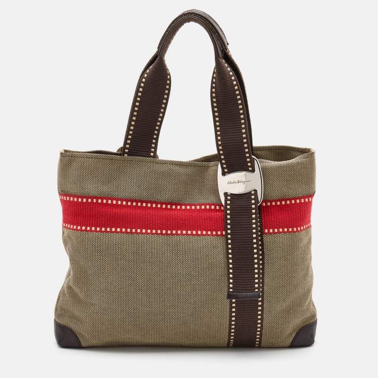 مملوكة مسبقًا Salvatore Ferragamo Multicolor Canvas and Leather Tote