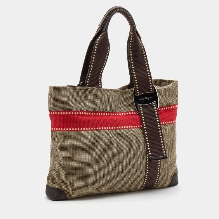 مملوكة مسبقًا Salvatore Ferragamo Multicolor Canvas and Leather Tote