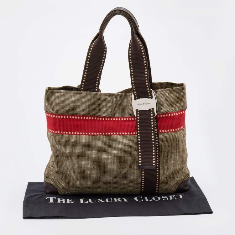 مملوكة مسبقًا Salvatore Ferragamo Multicolor Canvas and Leather Tote