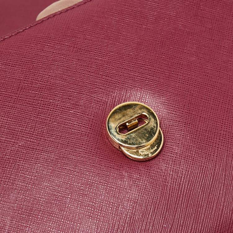 Pre Owned Salvatore Ferragamo Purple Leather Vara Bow Chain Shoulder Bag
