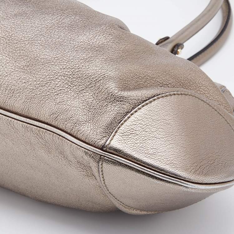 مملوكة مسبقًا Salvatore Ferragamo Metallic Leather Marisa Satchel