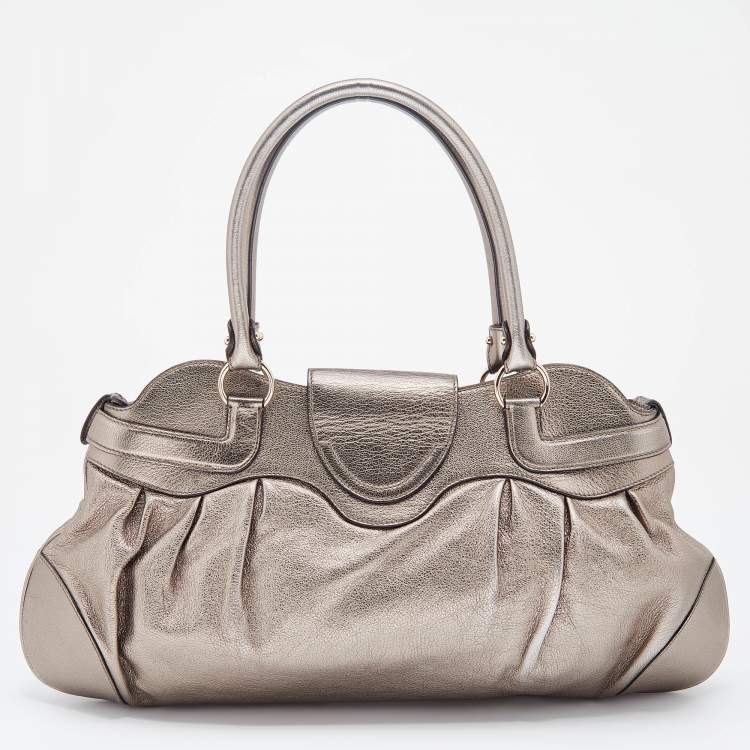 مملوكة مسبقًا Salvatore Ferragamo Metallic Leather Marisa Satchel