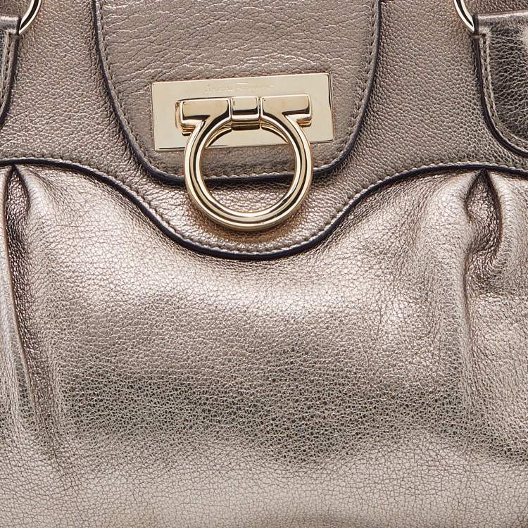 مملوكة مسبقًا Salvatore Ferragamo Metallic Leather Marisa Satchel