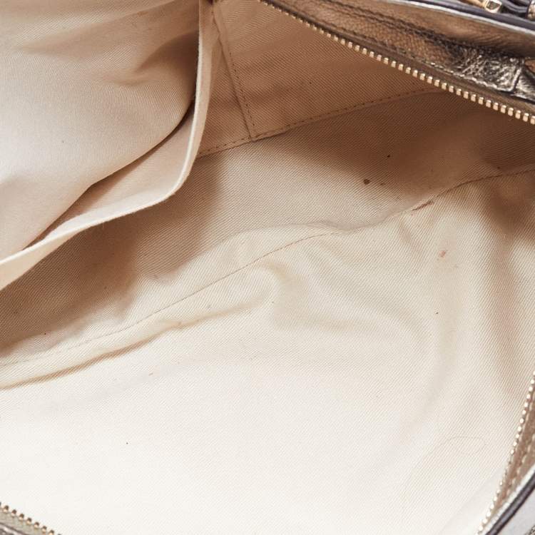 مملوكة مسبقًا Salvatore Ferragamo Metallic Leather Marisa Satchel