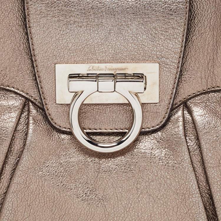 Pre Owned Salvatore Ferragamo Metallic Leather Marisa Hobo