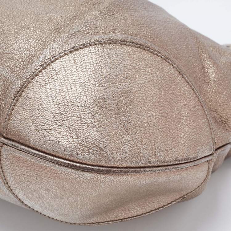 Pre Owned Salvatore Ferragamo Metallic Leather Marisa Hobo
