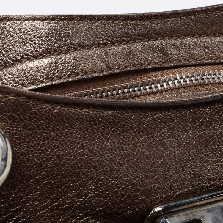 Pre Owned Salvatore Ferragamo Metallic Leather Marisa Hobo