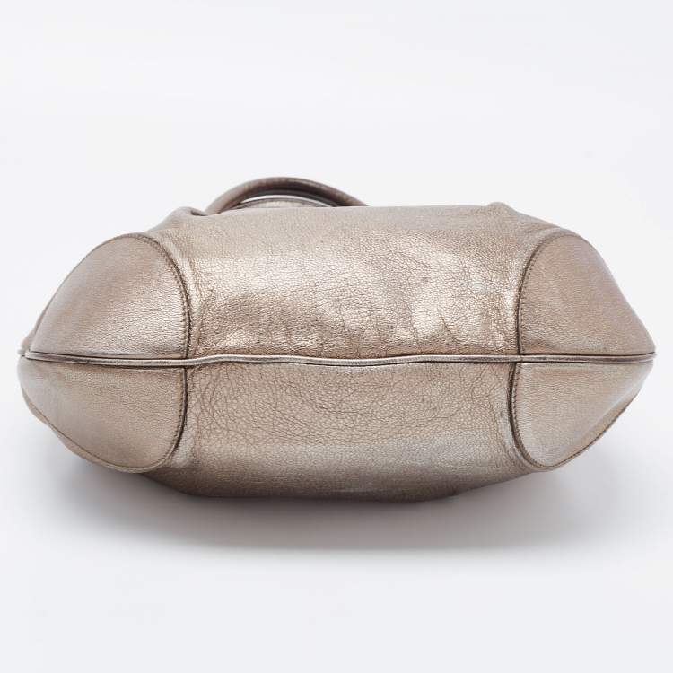 Pre Owned Salvatore Ferragamo Metallic Leather Marisa Hobo