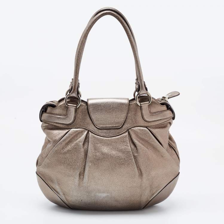 Pre Owned Salvatore Ferragamo Metallic Leather Marisa Hobo