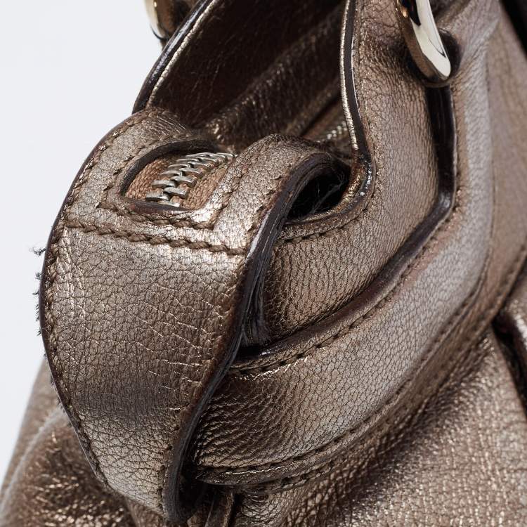 Pre Owned Salvatore Ferragamo Metallic Leather Marisa Hobo