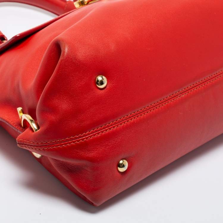 Pre Owned Salvatore Ferragamo Red Leather Sofia Top Handle Bag