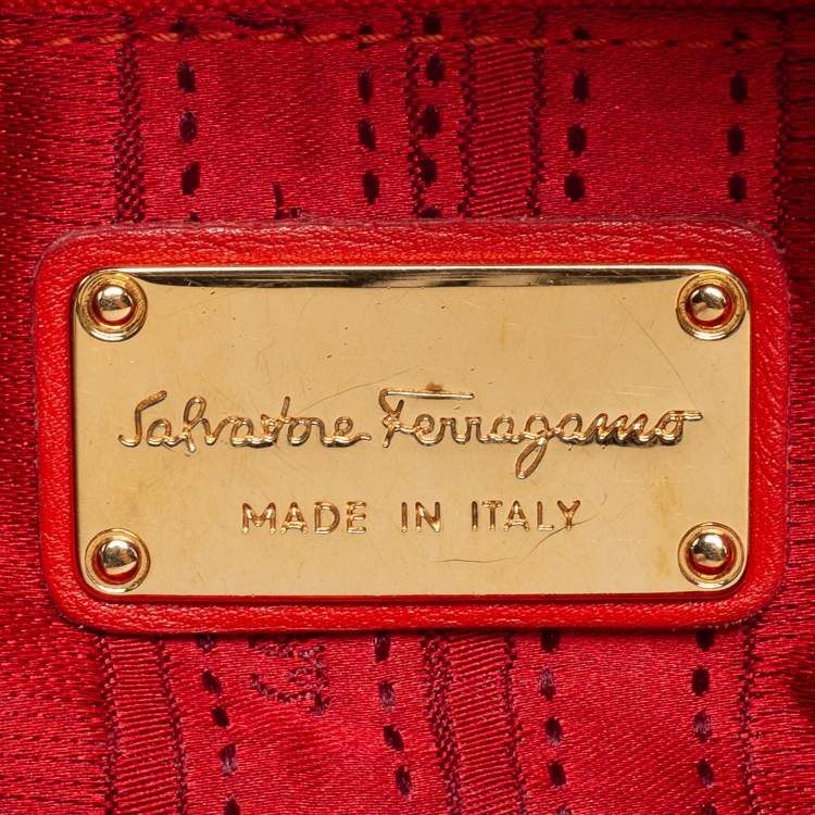 Pre Owned Salvatore Ferragamo Red Leather Sofia Top Handle Bag