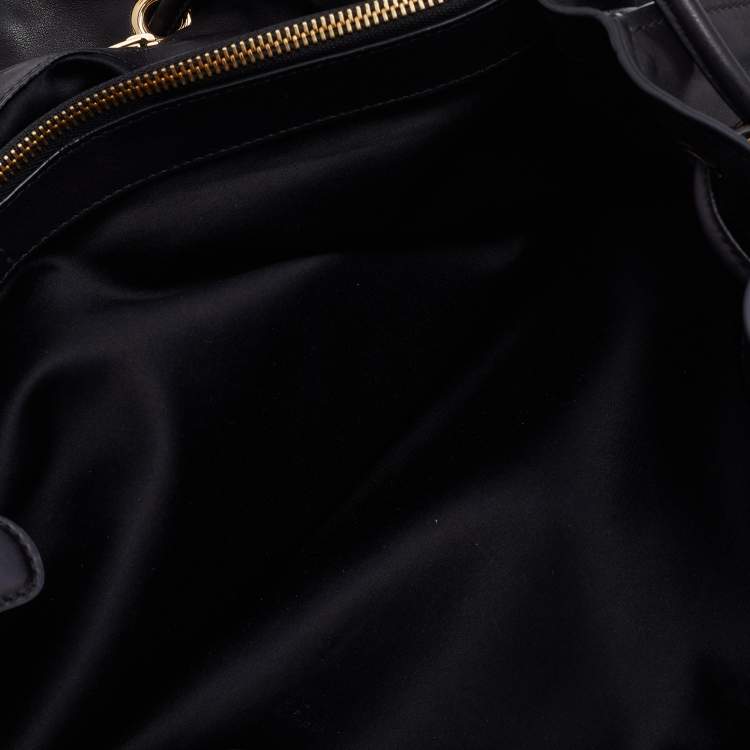 Pre Owned Salvatore Ferragamo Black Leather Sonia Tote