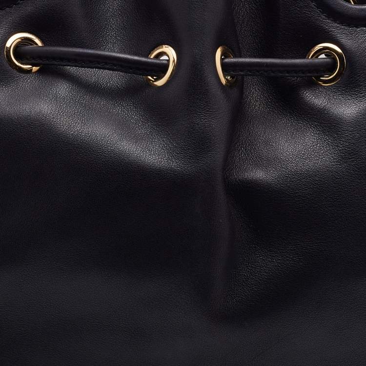 Pre Owned Salvatore Ferragamo Black Leather Sonia Tote