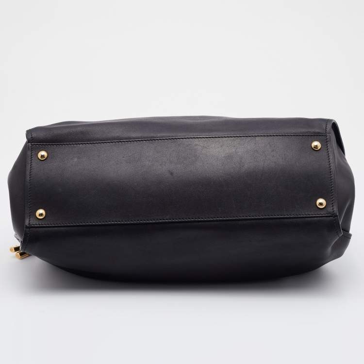 Pre Owned Salvatore Ferragamo Black Leather Sonia Tote