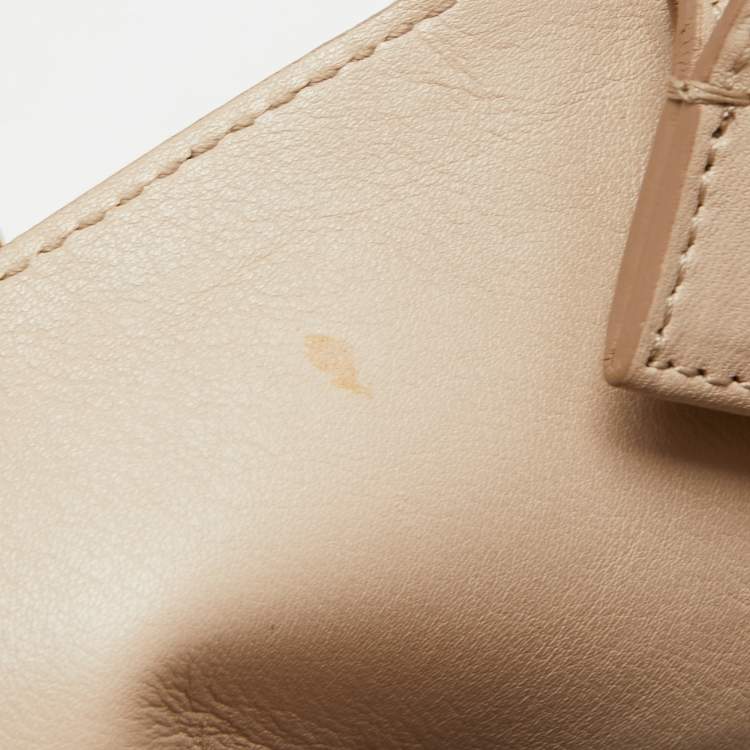 Pre Owned Salvatore Ferragamo Beige Leather Gancini Chain Tote
