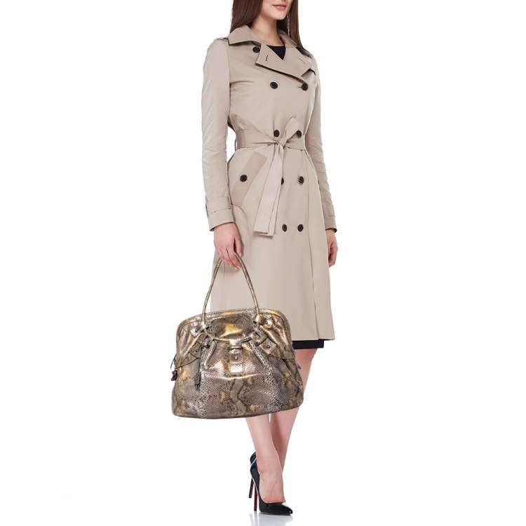 Pre Owned Salvatore Ferragamo Multicolor Python Satchel