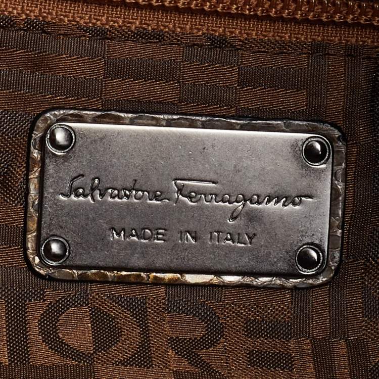 Pre Owned Salvatore Ferragamo Multicolor Python Satchel