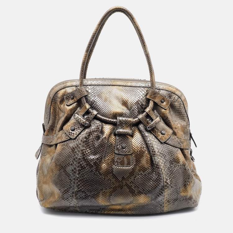Pre Owned Salvatore Ferragamo Multicolor Python Satchel