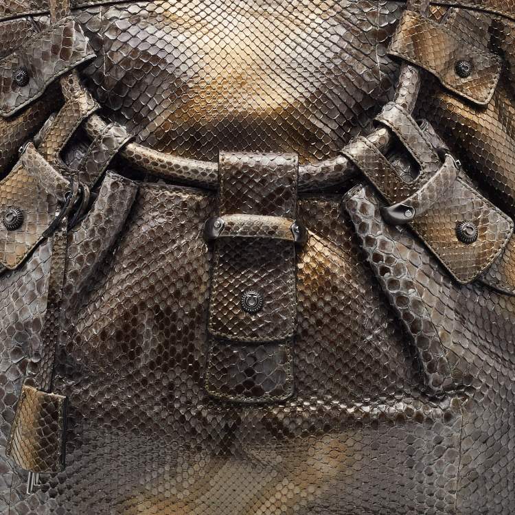 Pre Owned Salvatore Ferragamo Multicolor Python Satchel