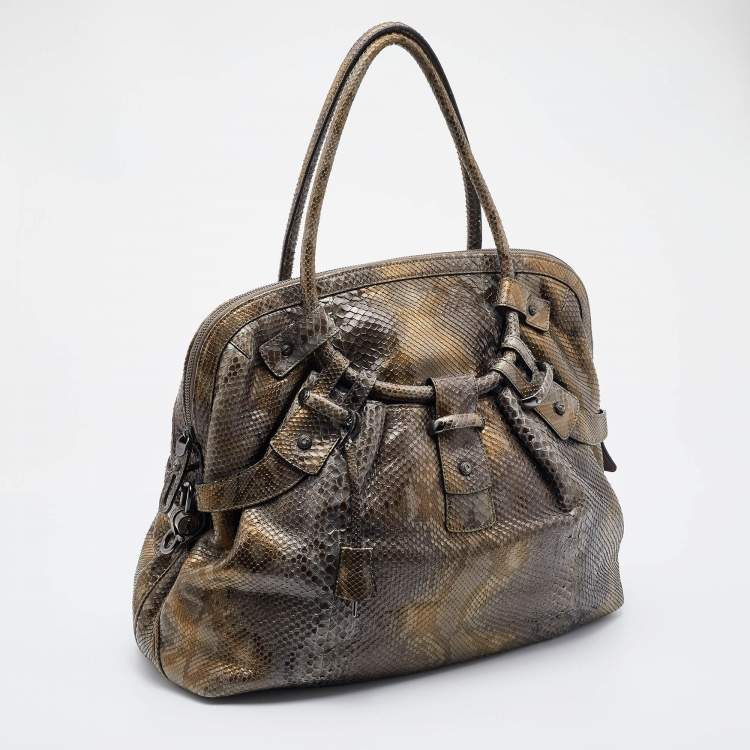 Pre Owned Salvatore Ferragamo Multicolor Python Satchel