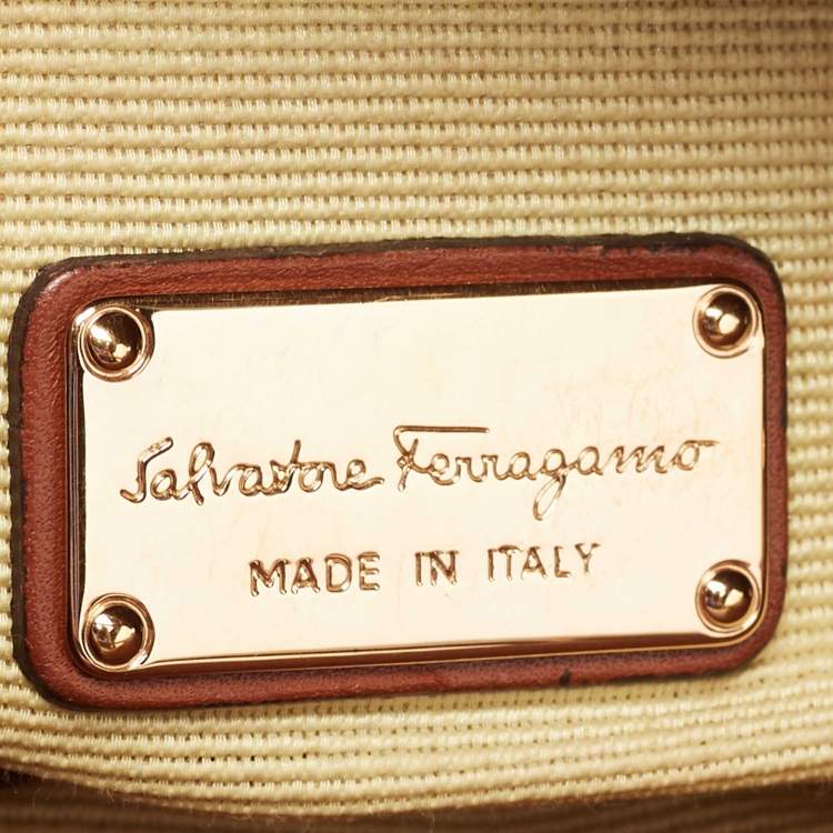 Pre Owned Salvatore Ferragamo Multicolor Crochet and Leather Tote