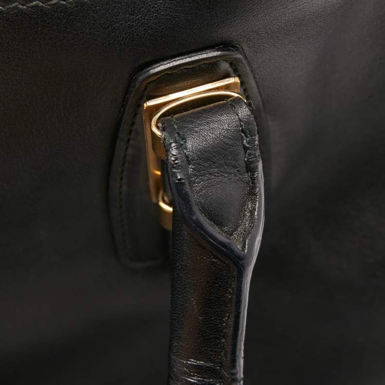 Pre Owned Salvatore Ferragamo Black Leather and Python Whitney Tote 