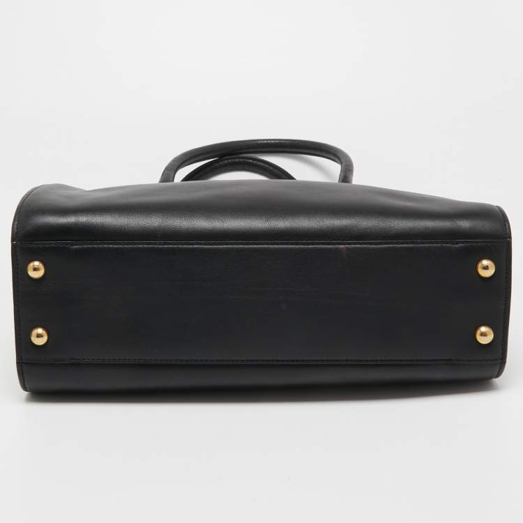 Pre Owned Salvatore Ferragamo Black Leather and Python Whitney Tote 
