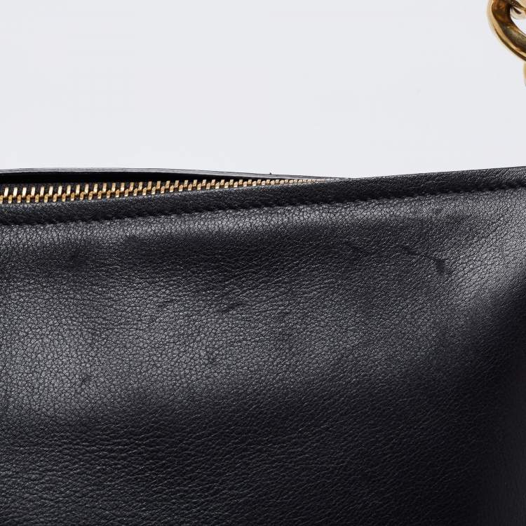 Pre Owned Salvatore Ferragamo Black Leather Chain Shoulder Bag
