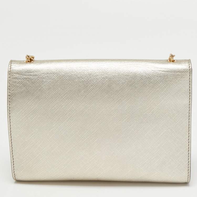مملوكة مسبقًا Salvatore Ferragamo Silver/Gold Leather Vara Bow Chain Bag