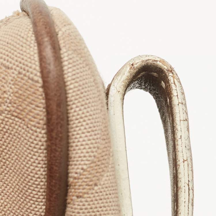 Pre Owned Salvatore Ferragamo Beige/Brown Gancini Print Canvas and Leather Hobo