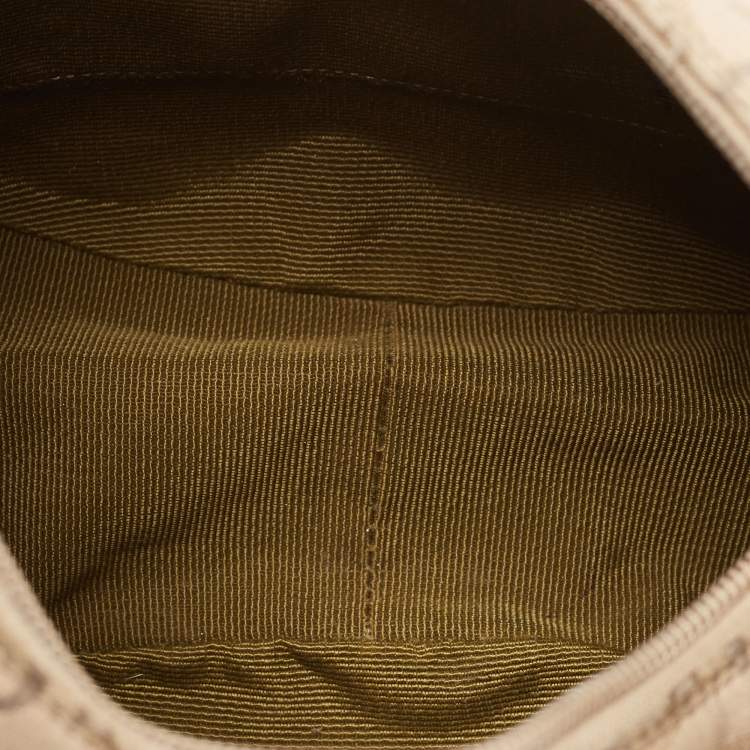 Pre Owned Salvatore Ferragamo Beige/Brown Gancini Print Canvas and Leather Hobo