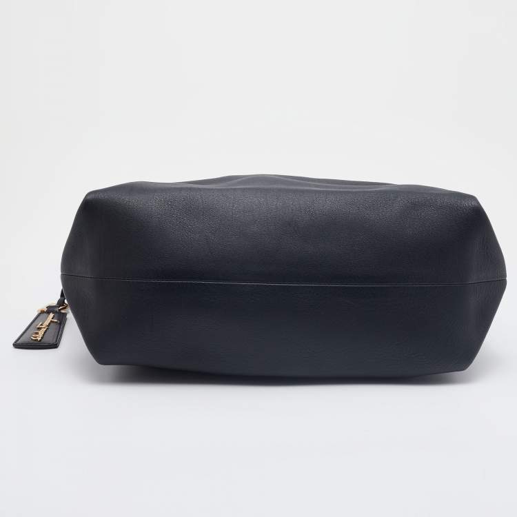 Pre Owned Salvatore Ferragamo Black Leather Gancini Belt Hobo