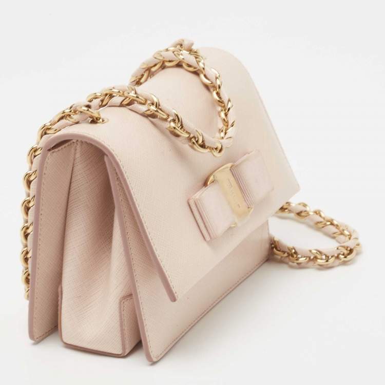 Pre Owned Salvatore Ferragamo Pink Leather Mini Ginny Crossbody Bag