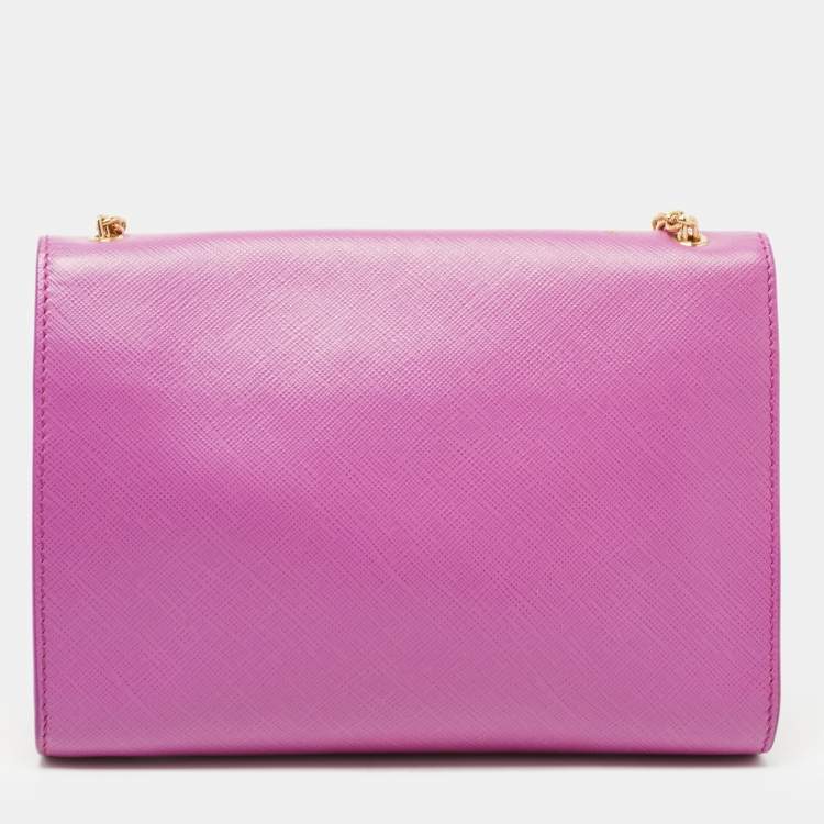 Pre Owned Salvatore Ferragamo Pink Leather Vara Bow Chain Bag