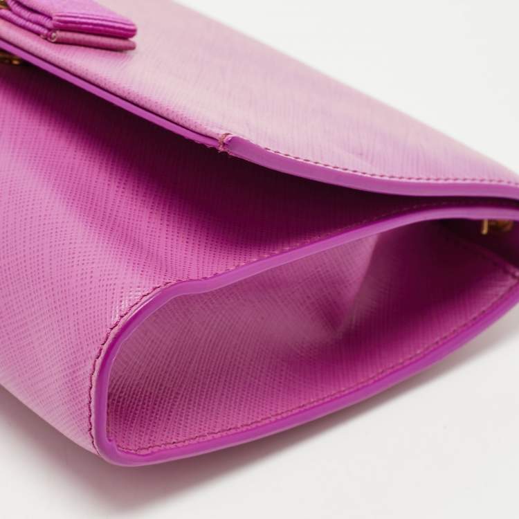 Pre Owned Salvatore Ferragamo Pink Leather Vara Bow Chain Bag