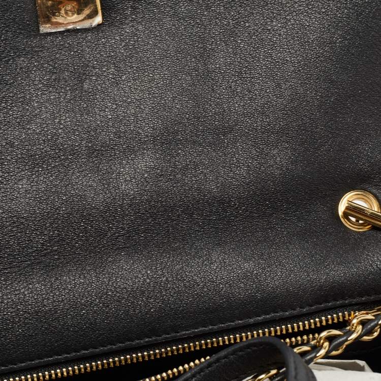 Pre Owned Salvatore Ferragamo Black Sequin and Leather Vara Bow Shoulder Bag