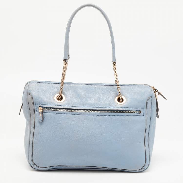 مملوكة مسبقًا Salvatore Ferragamo Light Blue Leather Gancini Satchel