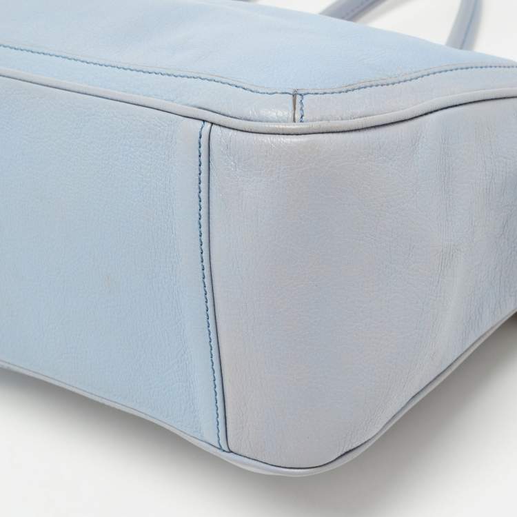 مملوكة مسبقًا Salvatore Ferragamo Light Blue Leather Gancini Satchel