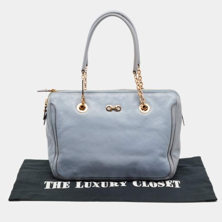 مملوكة مسبقًا Salvatore Ferragamo Light Blue Leather Gancini Satchel