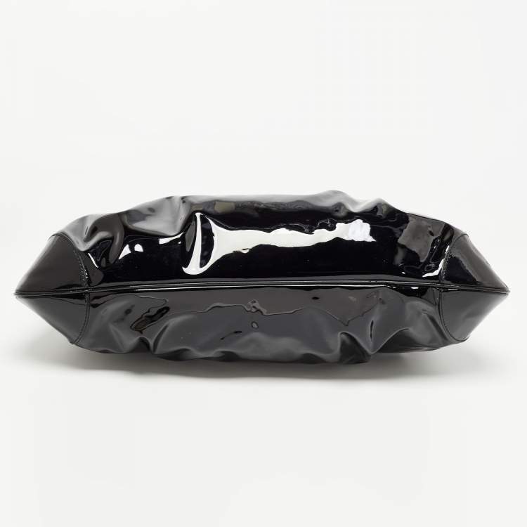 Pre Owned Salvatore Ferragamo Black Patent Leather Marisa Shoulder Bag