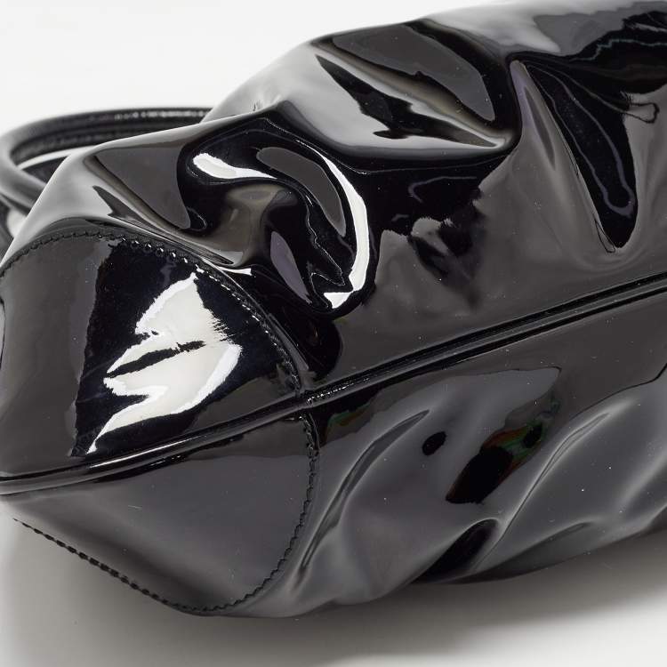 Pre Owned Salvatore Ferragamo Black Patent Leather Marisa Shoulder Bag